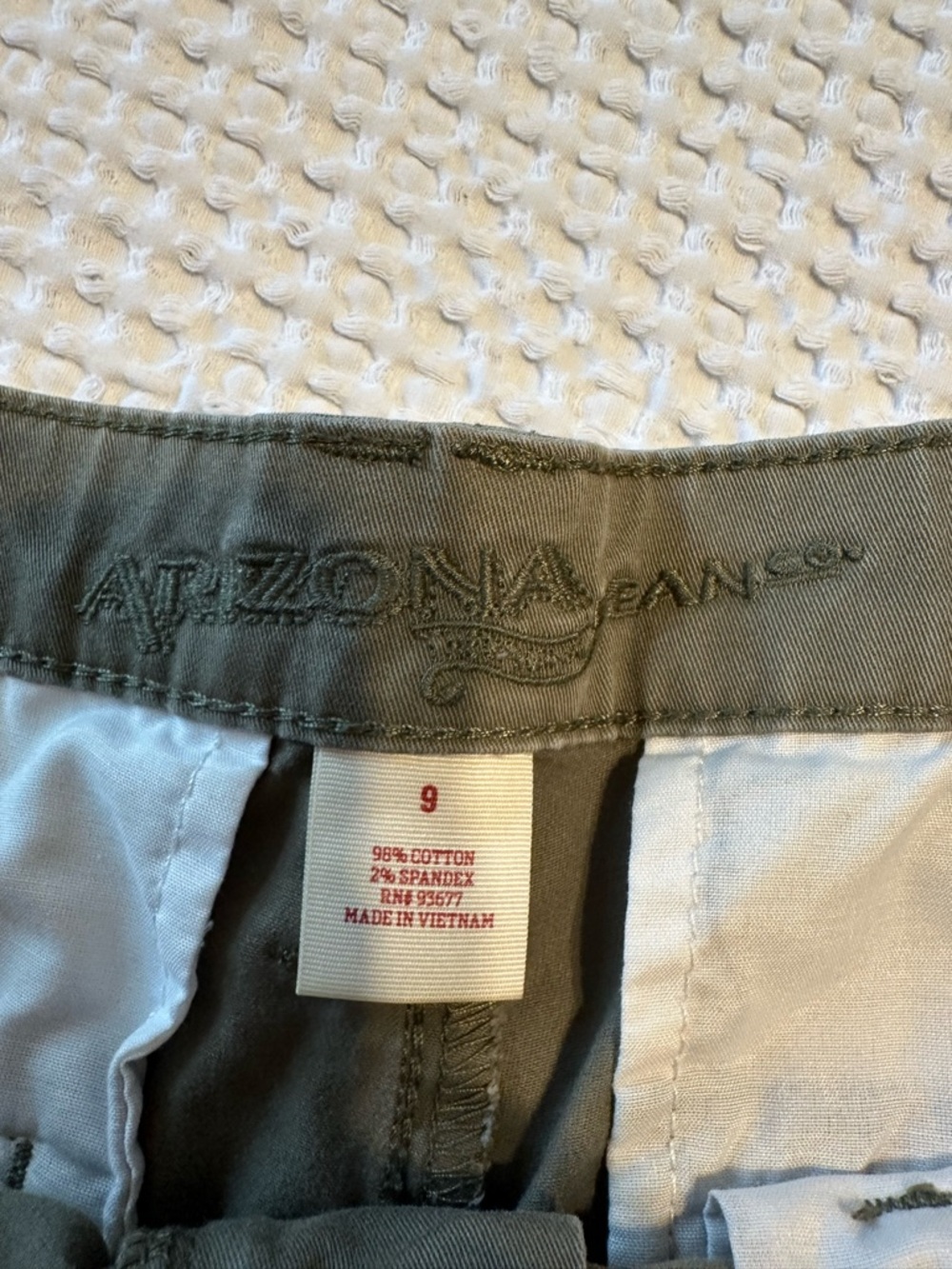 Arizona Women’s Casual Cotton Blend Olive Green Shorts - Picture 3 of 8